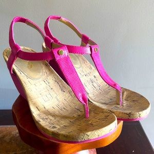 Chaps wedge sling back sandals, size 8.
